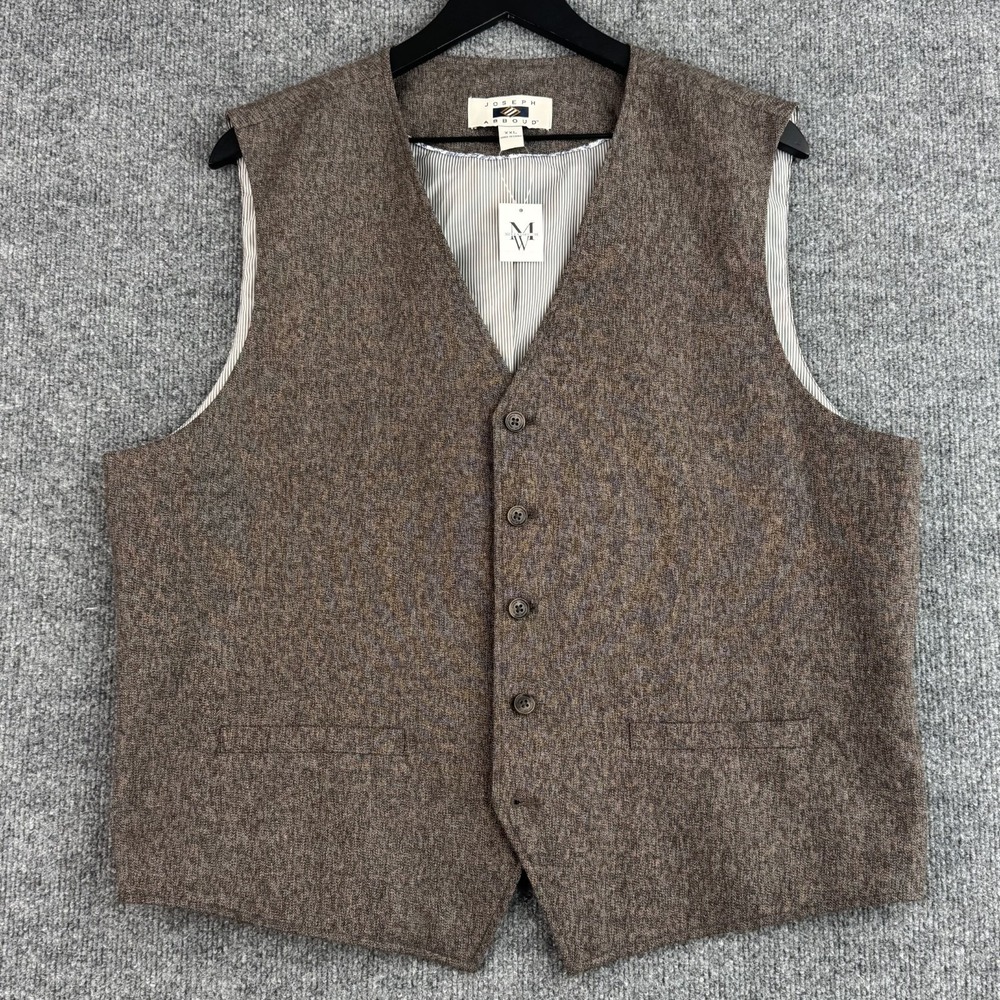 Joseph Abboud Vest Men's XXL Brown Tweed 4 Button Suit Waistcoat NWT